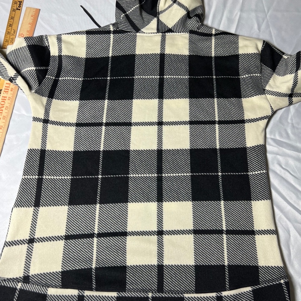 St‎ Johns Bay Active Womens Large Black Cream Plaid Fleece Hoodie Pullover L - Picture 5 of 5